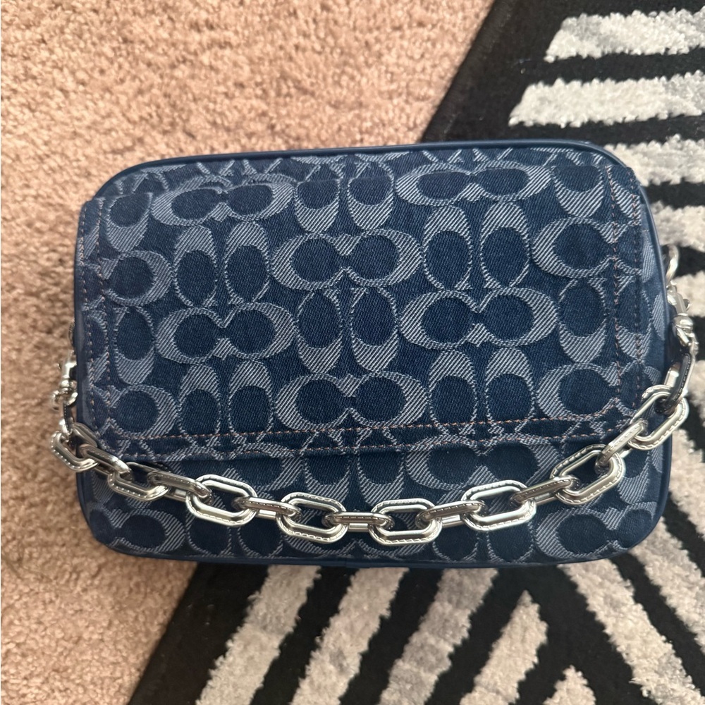 Coach Charter Flap Signature Jacquard Crossbody Bag in Denim - Picture 2 of 4